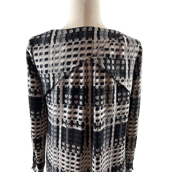 THAKOON for Design Nation Geometric Print Long Sleeve Shift Dress Gray Black - Picture 7 of 13